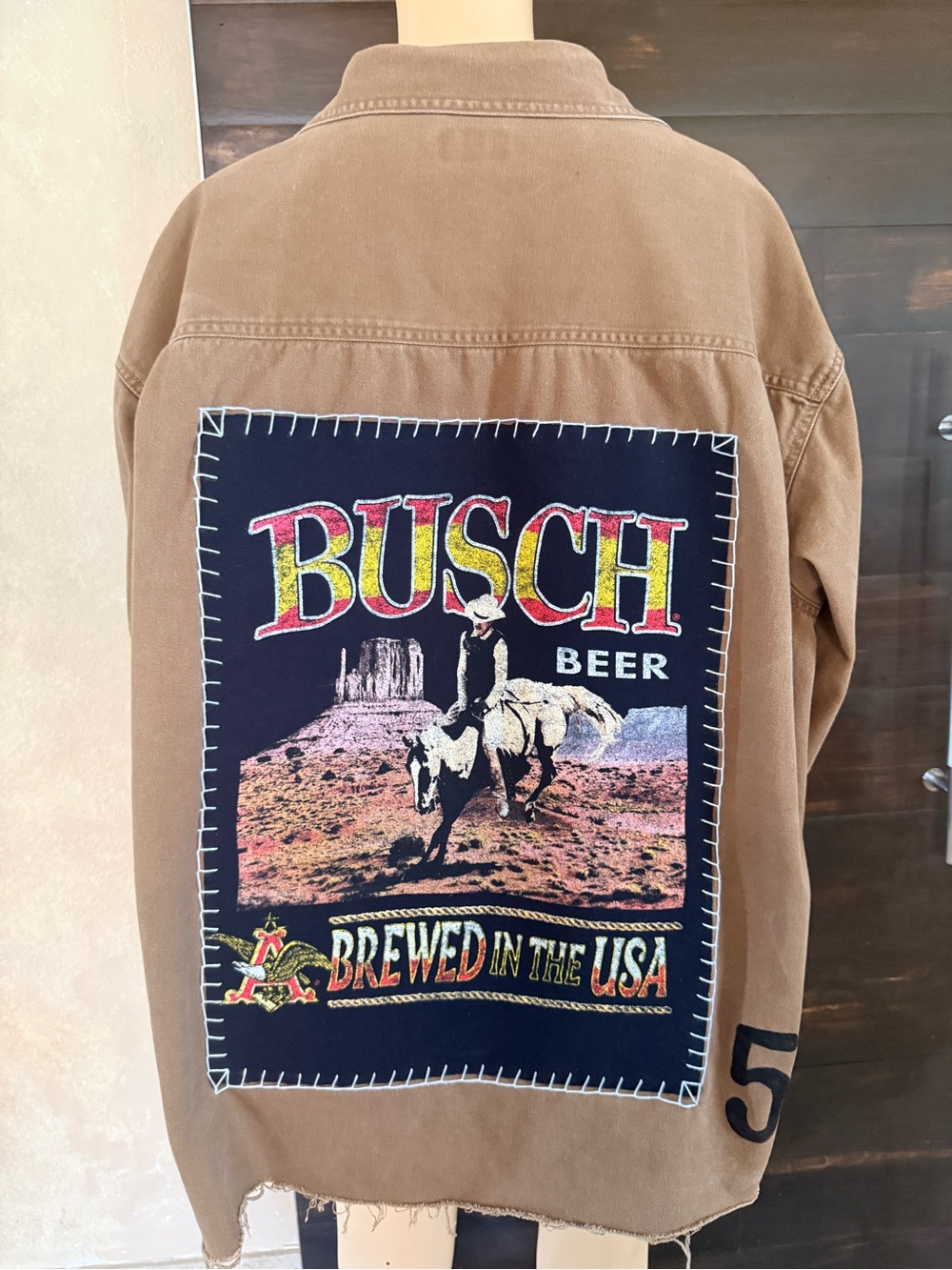 Upcycled Busch Beer Distressed Shacket Size XXL